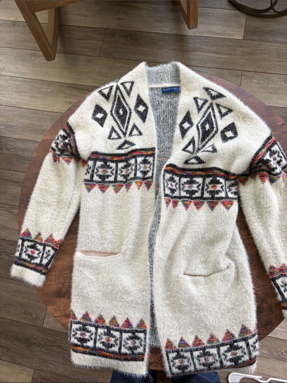 Cozy Ivory Aztec Open-Front Cardigan Sweater